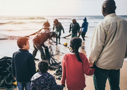 refugees on the beach