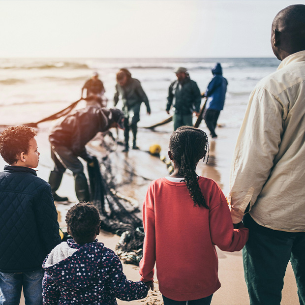 refugees on a beach